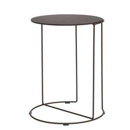 Oki Saddle Side Table, H 51 x ø 40 cm, Leather Saddle coffee, Matt bronze powder-coated