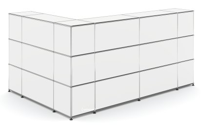 USM Haller Counter Type 4, Pure white RAL 9010, Corner closed