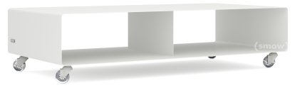 TV Lowboard R 200, Self-coloured, Pure white (RAL 9010), Transparent castors