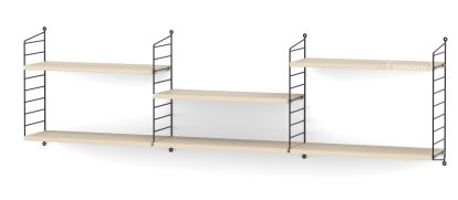 String System Shelf L, 20 cm, Black, Ash veneer