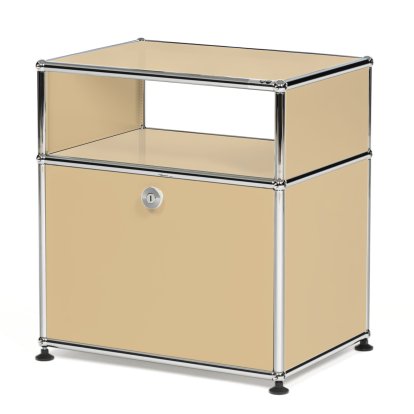 USM Haller bedside cabinet with hinged door and intermediate shelf, USM beige