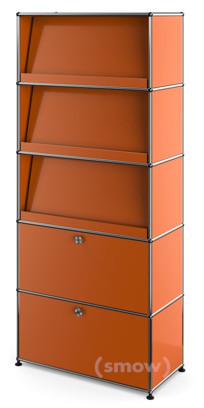 USM Haller Storage Unit with 3 Angled Shelves, Pure orange RAL 2004