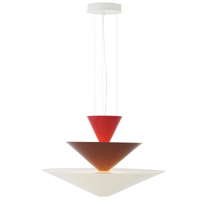 Gio Pendant Lamp, Ø 92 cm x H 61 cm, Vermilion red, dark burgundy & ecru white