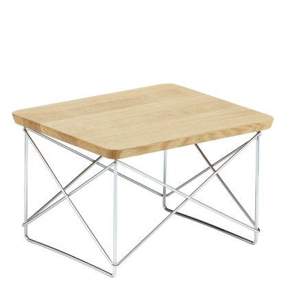Occasional Table LTR , Natural oak solid, oiled, Polished chrome