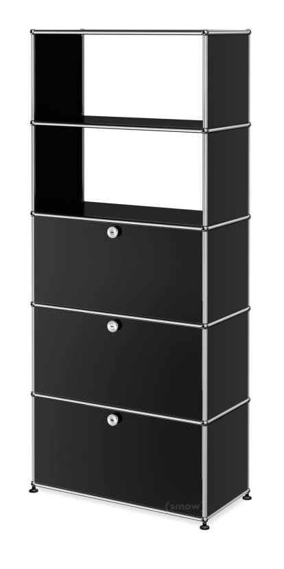 USM Haller Storage Unit with Drop-down Doors and Drawer, Graphite black RAL 9011
