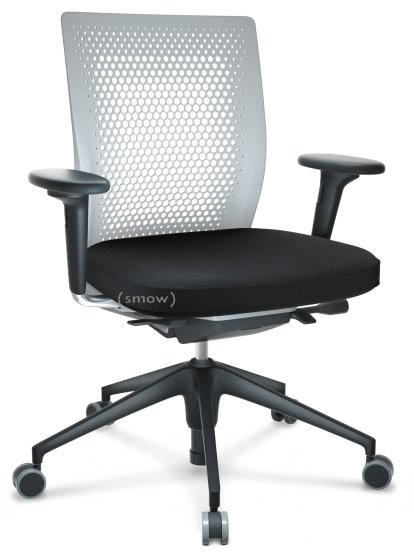 ID Air, Soft grey, Plano fabric-66 nero, Basic dark, 5 star foot , basic dark plastic, With 2D armrests, Hard castors for carpets