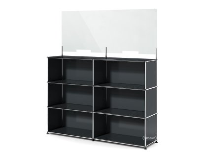 USM Haller Counter L with Security Screen, Anthracite RAL 7016