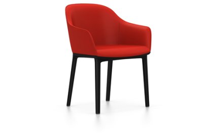 Softshell Chair with four-legged base, Basic dark, Plano, Poppy red, Felt pads for hard floor surfaces