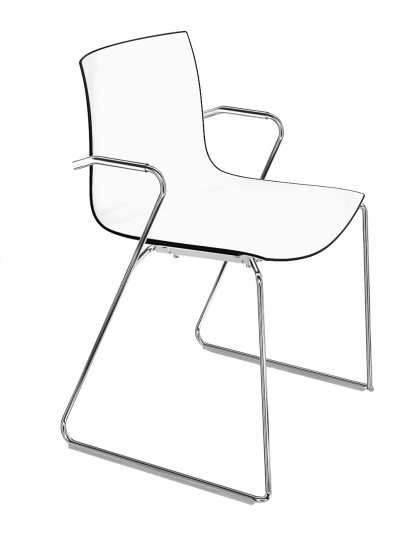 Catifa 46 Sledge, Chrome, Bicoloured, Back black, seat white, With armrests