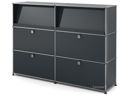 USM Haller Highboard L with Angled Shelves, Anthracite RAL 7016