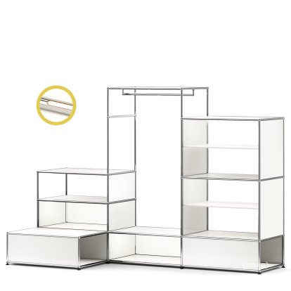 USM Haller E Clothes Rack XL with Lighting, Pure white RAL 9010