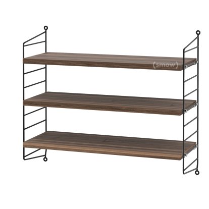 String System Shelf S, 20 cm, Black, Walnut veneer