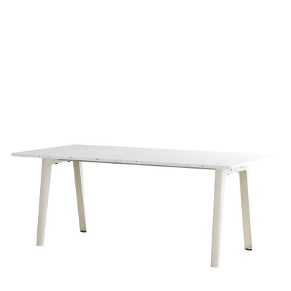 New Modern Dining Table Rectangular, Metal/Recycled Plastic, 190 x 95 cm, Cream white