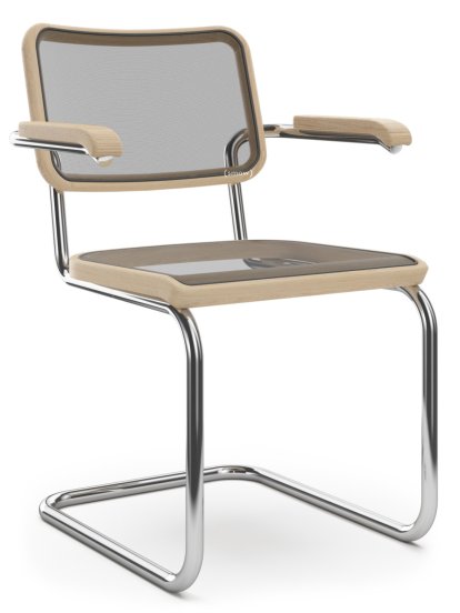 S 64 N Pure Materials Cantilever Chair, Oiled ash, Chrome-plated, No glides