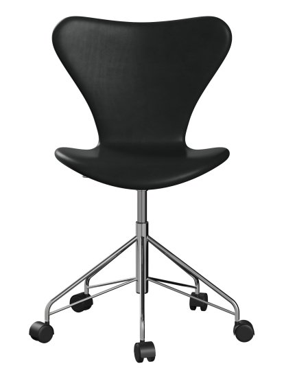 Series 7 Swivel Chair 3117 / 3217 Full Upholstery, Without armrests, Leather Grace black, Chrome