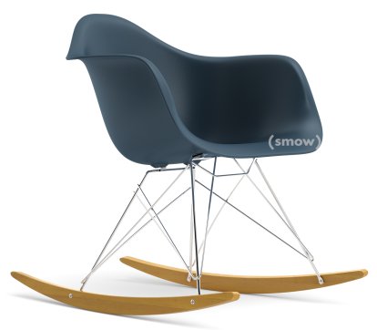 Eames Plastic Armchair RE RAR, Sea blue, Chrome-plated, Yellowish maple