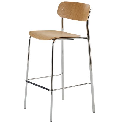 S 243 H Bar Stool, Chrome, Clear lacquered oak