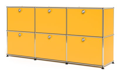 USM Haller Sideboard 50, Customisable, Golden yellow RAL 1004, With 3 drop-down doors, With 3 drop-down doors