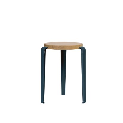 Lou Stool, Solid Wood, Solid oak, Midnight blue