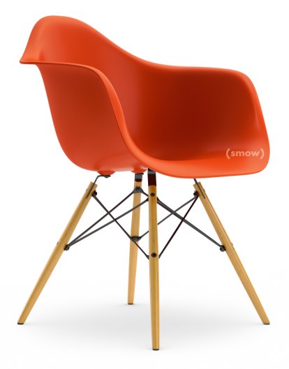 Eames Plastic Armchair RE DAW, Red (poppy red), Without upholstery, Without upholstery, Standard version - 43 cm, Yellowish maple