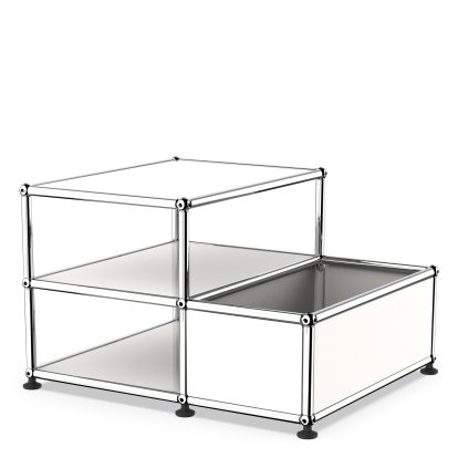 USM Haller side table with storage container, Pure white RAL 9010