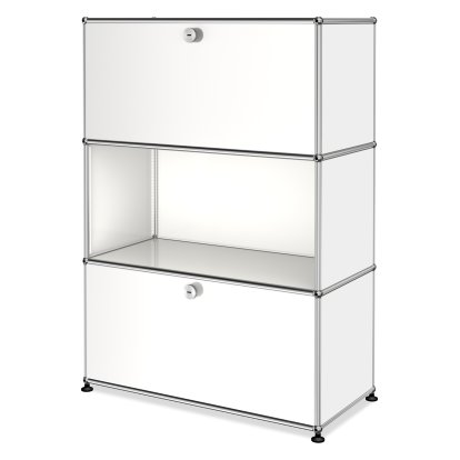 USM Haller Highboard M, Customisable, Pure white RAL 9010, With drop-down door, Open, With drop-down door