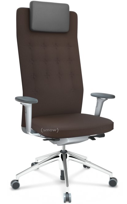 ID Trim L, FlowMotion without seath depth adjustment, With 3D-armrests, Soft grey, Plano fabric brown, Soft castors for hard floor surfaces