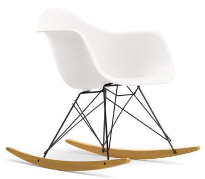 Eames Plastic Armchair RE RAR, White non-RE, Coated basic dark, Yellowish maple