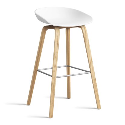 About A Stool AAS 32, Bar version: seat height 74 cm, Lacquered oak, White 2.0