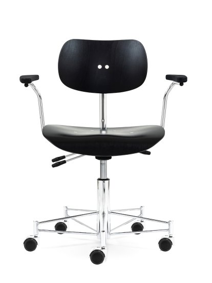 SBG 197 R Swivel Chair, Without upholstery, Stained beech, Black, With armrests