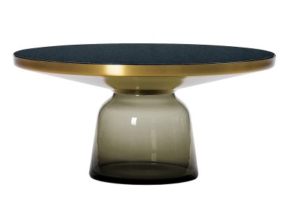 Bell Coffee Table, Brass with clear varnish, Quartz grey