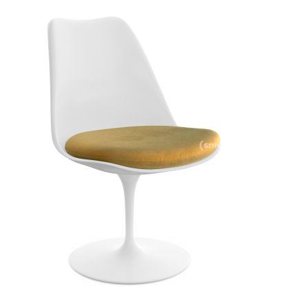 Saarinen Tulip Chair, Swivel, Seat cushion, White, Gold (Eva 154)