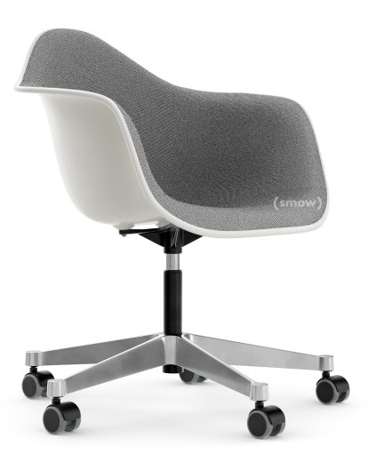 Eames Plastic Armchair RE PACC, White non-RE, With full upholstery, Nero / ivory