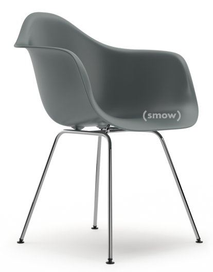 Eames Plastic Armchair RE DAX, Granite grey, Without upholstery, Without upholstery, Standard version - 43 cm, Chrome-plated