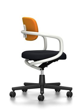 Allstar Office Swivel Chair, White, Hopsak, Yellow / poppy red