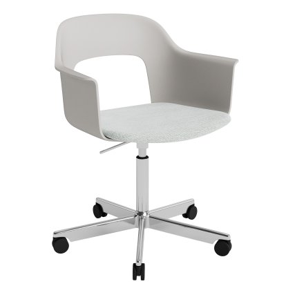 Layout 243 Swivel Armchair with Upholstered seat, Sky grey / Mode 001, Polished aluminium