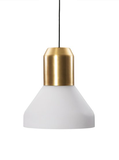 Bell Light Pendant Lamp, Brass, White opaline glass, H 23 x ø 35 cm