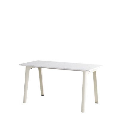 New Modern Dining Table Rectangular, Metal/Recycled Plastic, 150 x 70 cm, Cream white