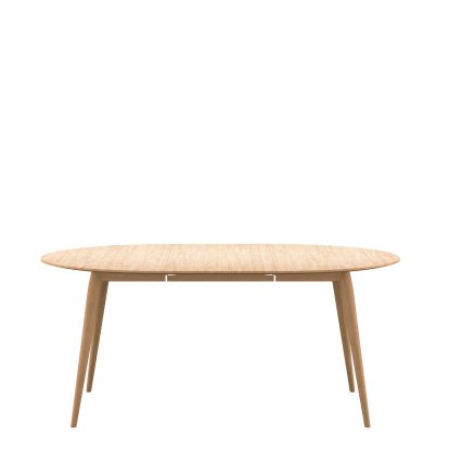 PLAYdinner Round Table, White oiled oak, L 120-170 cm, White oiled oak