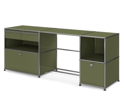 USM Haller Desktop Type 3, Olive green RAL 6003, Adjustable feet