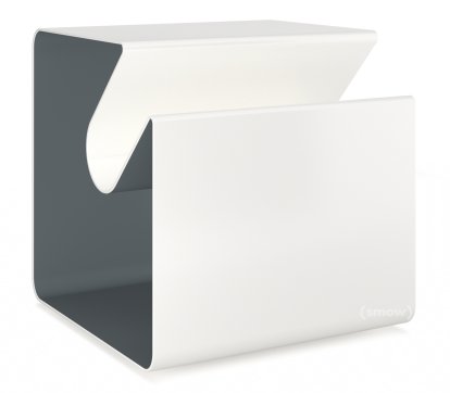 V44 Side Table, Pure white (RAL 9010) - Basalt grey (RAL 7012), Glides