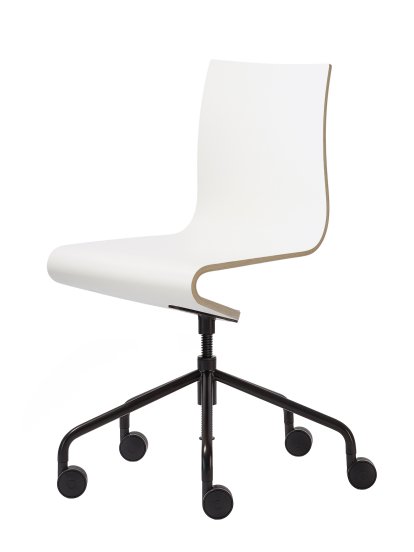 Work Chair Seesaw, Black, with spindle, Without armrests, Natural beech/White laminated melamine