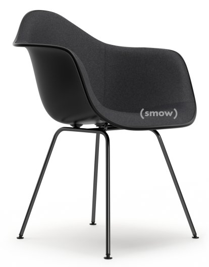 Eames Plastic Armchair RE DAX, Deep black, With full upholstery, Dark grey, Standard version - 43 cm, Coated basic dark