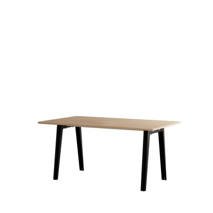 New Modern Dining Table Rectangular, Metal/Wood, 160 x 95 cm, Oak finish, Graphite black