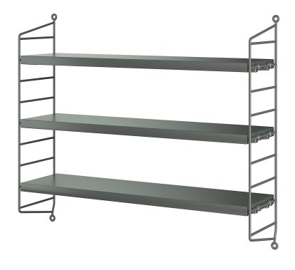 String Pocket Shelf, Dark grey lacquered