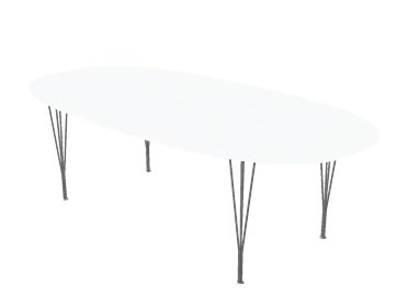 Superellipse Table, 240 x 120 cm, White laminate with aluminium edge