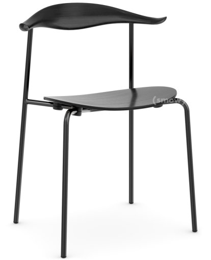 CH88T Chair, Black powder coating, Black lacquered oak