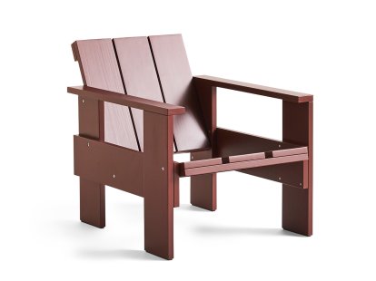 Crate Lounge Chair, Iron red lacquered pine