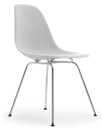 Eames Plastic Side Chair RE DSX, Cotton white, Without upholstery, Without upholstery, Standard version - 43 cm, Chrome-plated