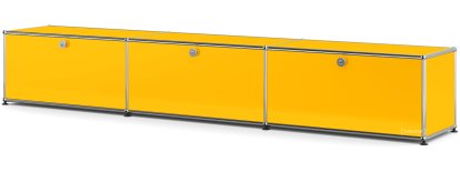 USM Haller Lowboard XL, Customisable, Golden yellow RAL 1004, With 3 drop-down doors, 35 cm